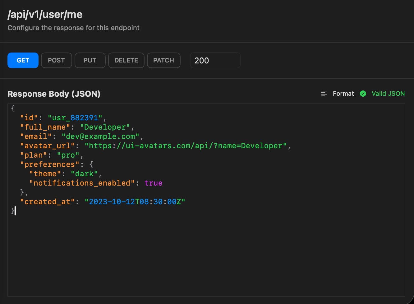 Mocksy JSON response editor