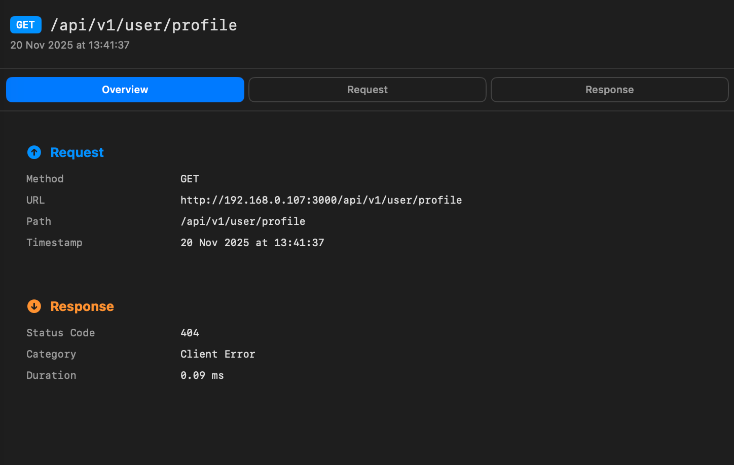 Mocksy response details panel